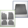 Conjunto de alfombrilla para maletero y alfombrillas para el interior del coche TPE para: Peugeot 308 III SW (12.2021-....) - maletero superior; base móvil en la posición más alta (flex floor); también para Plug-in Hybrid