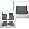 Conjunto de alfombrilla para maletero y alfombrillas para el interior del coche TPE para: Mercedes-Benz GLA X156 SUV (03.2014-11.2019) - compartimentos desmontables en los modelos con red lateral