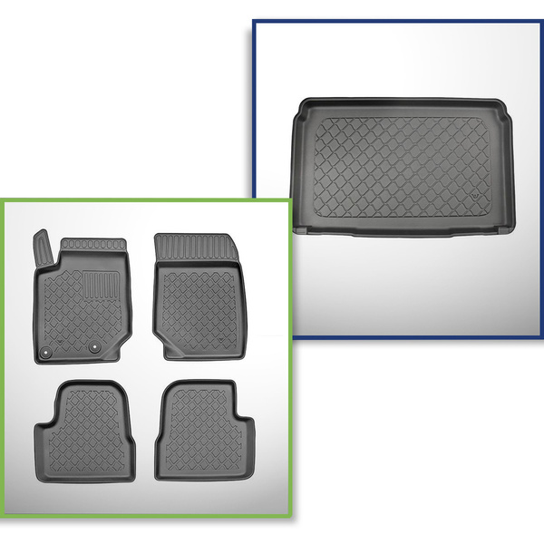 Conjunto de alfombrilla para maletero y alfombrillas para el interior del coche TPE para: Opel Corsa F Hatchback (06.2019-....) - no para la versión eléctrica y híbrida