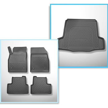 Conjunto de alfombrilla para maletero y alfombrillas para el interior del coche TPE PREMIUM para: Chevrolet Cruze Berlina (05.2009-2011) - sin rueda de repuesto provisional