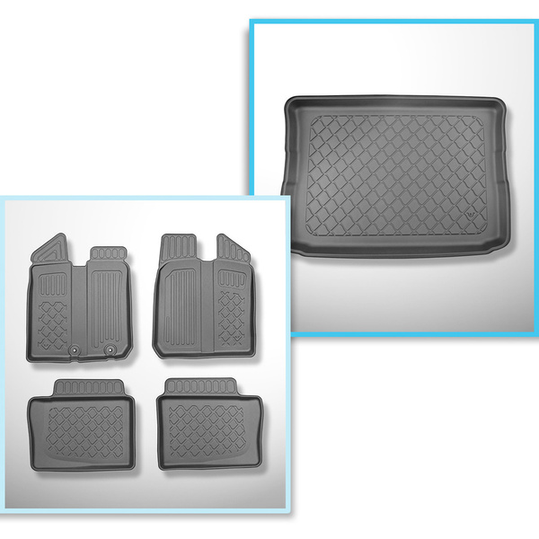 Conjunto de alfombrilla para maletero y alfombrillas para el interior del coche TPE para: Dacia Spring BBG SUV (03.2021-2024)