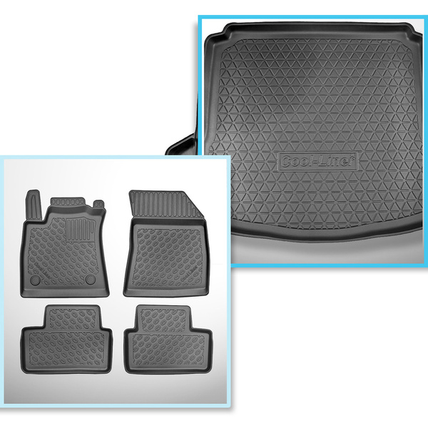 Conjunto de alfombrilla para maletero y alfombrillas para el interior del coche TPE para: Renault Megane IV GrandCoupé (01.2017-2024) - compartimentos desmontables