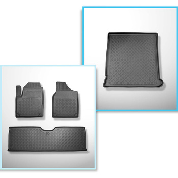 Conjunto de alfombrilla para maletero y alfombrillas para el interior del coche TPE para: Ford Galaxy I Monovolumen (1995-05.2006) - 5/7 plazas; 3a fila de asientos removida