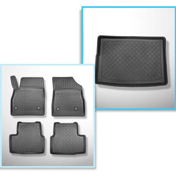 Conjunto de alfombrilla para maletero y alfombrillas para el interior del coche TPE para: Opel Astra K Hatchback (11.2015-....) - parte superior maletero; con rueda de repuesto provisional