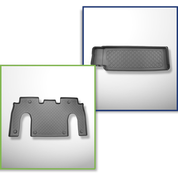 Conjunto de alfombrilla para maletero y alfombrillas para el interior del coche TPE para: Tesla Model X SUV (01.2021-....) - 6 posti; segunda fila; tras la tercera fila de asientos