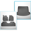 Conjunto de alfombrilla para maletero y alfombrillas para el interior del coche TPE PREMIUM para: Kia Carens IV Monovolumen (04.2013-08.2019) - 5 plazas; 3a fila abatible