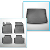 Conjunto de alfombrilla para maletero y alfombrillas para el interior del coche TPE para: Renault Austral Mild Hybrid SUV (12.2022-....) - 5 plazas; maletero superior; suelo móvil en la posición superior