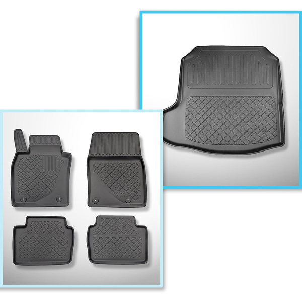Conjunto de alfombrilla para maletero y alfombrillas para el interior del coche TPE para: Mazda 3 IV BP Berlina (03.2019-....)