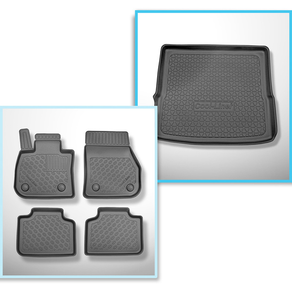 Conjunto de alfombrilla para maletero y alfombrillas para el interior del coche TPE para: BMW X1 F48, U11 SUV (10.2022-....) - banqueta trasera fija / no deslizable; no para la versión eléctrica y híbrida