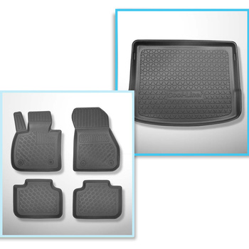 Conjunto de alfombrilla para maletero y alfombrillas para el interior del coche TPE PREMIUM para: BMW 2 F45 Active Tourer (09.2014-10.2021) - asiento trasero fijo / no corredizo; también para híbridos