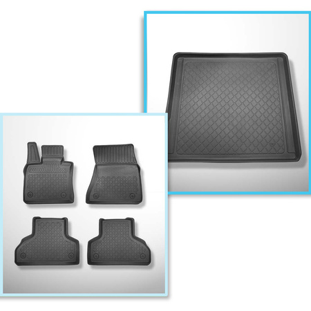 Conjunto de alfombrilla para maletero y alfombrillas para el interior del coche TPE para: BMW X5 F15 SAV (10.2013-10.2018) - 5/7 plazas; 3a fila de asientos abatible