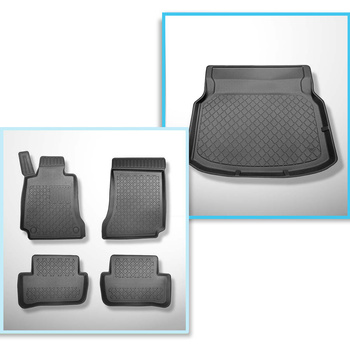 Conjunto de alfombrilla para maletero y alfombrillas para el interior del coche TPE para: Mercedes-Benz Classe C W204 Berlina (04.2007-02.2014) - asientos traseros reclinables; sin compartimento izquierdo