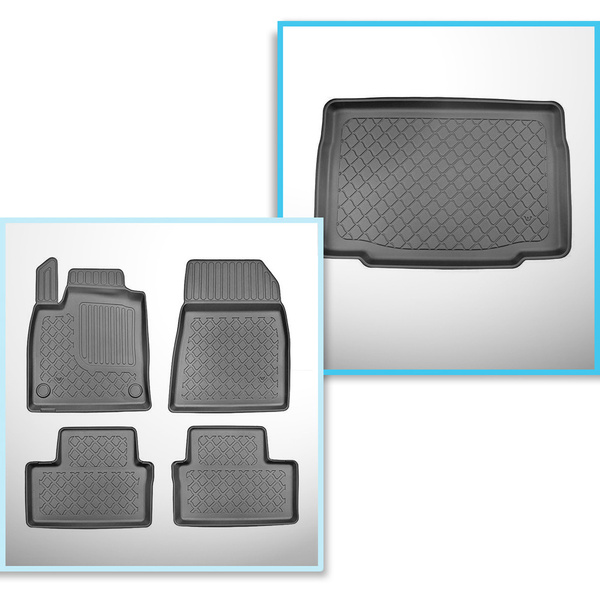 Conjunto de alfombrilla para maletero y alfombrillas para el interior del coche TPE para: Mitsubishi Colt VII Hatchback (10.2023-....) - maletero inferior; para coches sin doble suelo en el maletero; también híbridos