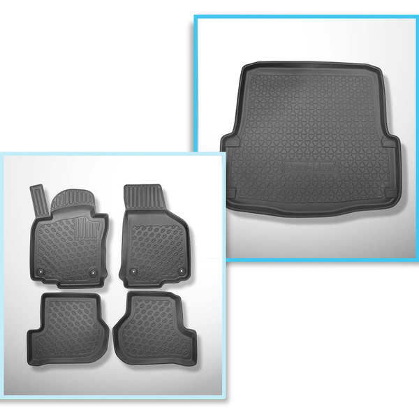 Conjunto de alfombrilla para maletero y alfombrillas para el interior del coche TPE PREMIUM para: Skoda Octavia II 1Z Familiar (2004-04.2013) - parte inferior del maletero; también versión Scout y Tracción en 4 ruedas