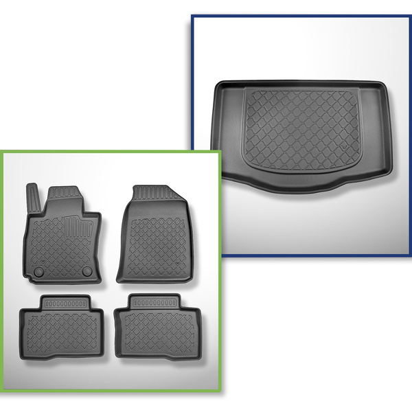 Conjunto de alfombrilla para maletero y alfombrillas para el interior del coche TPE para: Ssangyong Tivoli X150 Crossover (01.2020-12.2021) - maletero inferior (sin/bajo suelo multifuncional)