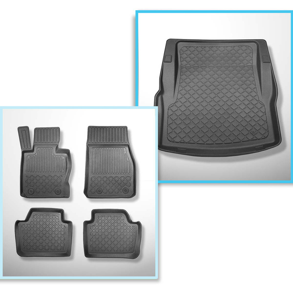 Conjunto de alfombrilla para maletero y alfombrillas para el interior del coche TPE para: BMW 3 F30 Berlina (01.2012-02.2019) - X-drive