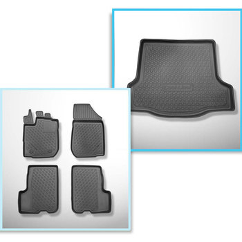 Conjunto de alfombrilla para maletero y alfombrillas para el interior del coche TPE PREMIUM para: Dacia Logan II Berlina (03.2013-12.2020)