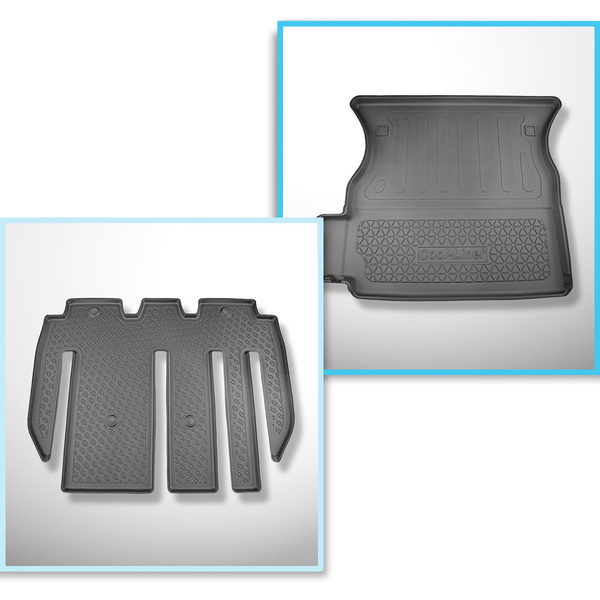 Conjunto de alfombrilla para maletero y alfombrillas para el interior del coche TPE para: Tesla Model X SUV (01.2021-....) - 7 plazas; tras la 2ª fila de asientos (3a fila abatible)