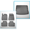 Conjunto de alfombrilla para maletero y alfombrillas para el interior del coche TPE para: Renault Austral Mild Hybrid SUV (12.2022-....) - 5 plazas; maletero superior; suelo móvil en la posición superior