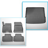 Conjunto de alfombrilla para maletero y alfombrillas para el interior del coche TPE para: Mercedes-Benz EQB X243 SUV (12.2021-....) - 5 plazas; maletero superior; suelo móvil en la posición superior; 7 plazas - 3a fila abatible