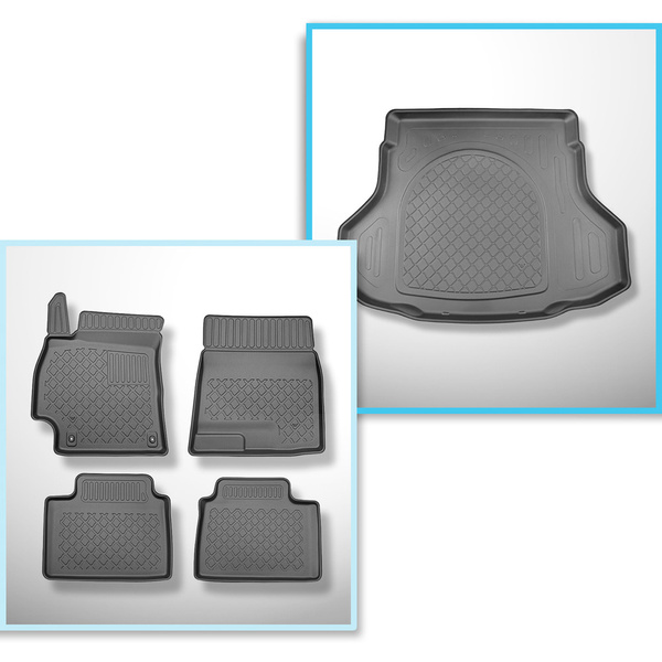 Conjunto de alfombrilla para maletero y alfombrillas para el interior del coche TPE para: Hyundai Elantra CN7 VII Berlina (01.2021-....)