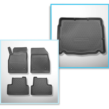 Conjunto de alfombrilla para maletero y alfombrillas para el interior del coche TPE PREMIUM para: Opel Astra J Coupé, Hatchback (10.2009-10.2015) - parte inferior del maletero