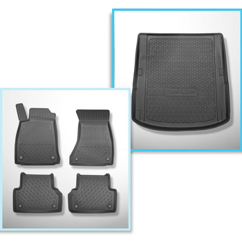 Conjunto de alfombrilla para maletero y alfombrillas para el interior del coche TPE PREMIUM para: Audi A4 B9 Sedan (11.2015-....) - también versión Quattro