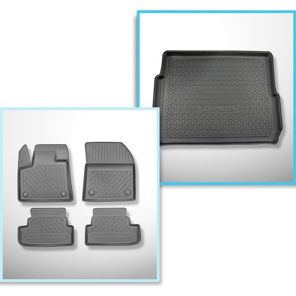 Conjunto de alfombrilla para maletero y alfombrillas para el interior del coche TPE para: Peugeot 3008 II Hybrid SUV (09.2019-11.2023) - sin Hi-Fi-System FOCAL