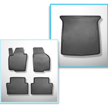 Conjunto de alfombrilla para maletero y alfombrillas para el interior del coche TPE para: Volkswagen Sharan II Furgoneta (09.2010-03.2022) - 5 plazas; 3a fila abatible