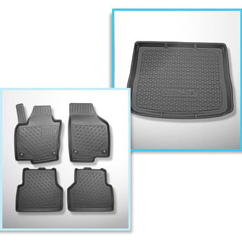 Conjunto de alfombrilla para maletero y alfombrillas para el interior del coche TPE PREMIUM para: Volkswagen Tiguan I SUV (07.2007-04.2016) - parte superior del maletero (entrada de carga plana)