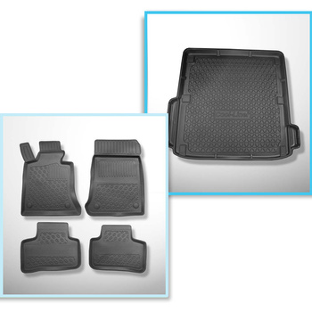 Conjunto de alfombrilla para maletero y alfombrillas para el interior del coche TPE PREMIUM para: Mercedes-Benz Classe E W212 Familiar (2009-10.2016) - para todos los modelos (compartimentos desmontables)