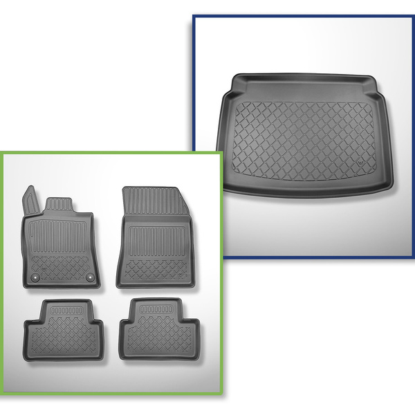 Conjunto de alfombrilla para maletero y alfombrillas para el interior del coche TPE para: Peugeot 308 III Hatchback (12.2021-....) - no adecuado para versión Plug-in híbrida; no para la versión eléctrica