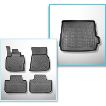 Conjunto de alfombrilla para maletero y alfombrillas para el interior del coche TPE PREMIUM para: BMW X4 G02 SAC (04.2018-....) - también para modelos con carriles de sujeción