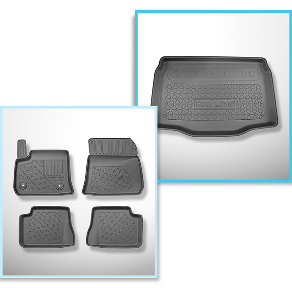 Conjunto de alfombrilla para maletero y alfombrillas para el interior del coche TPE para: Fiat 600e Hatchback (09.2023-....) - maletero inferior; sin base móvil del depósito