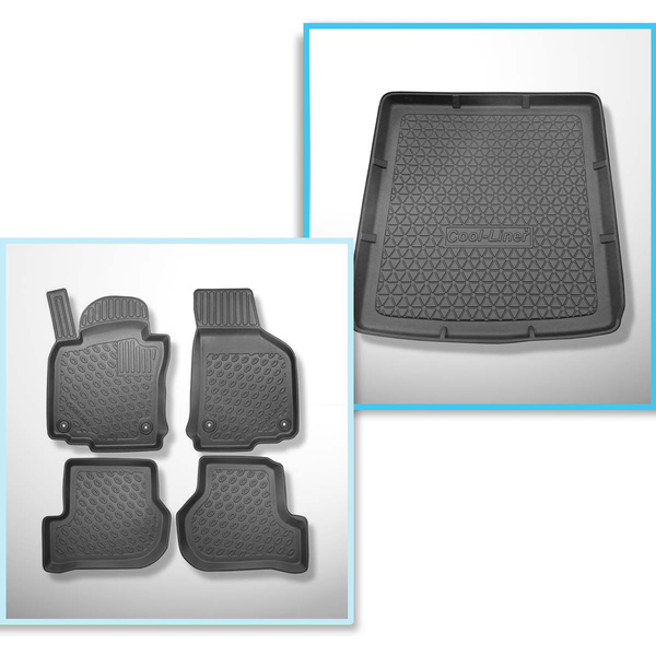 Conjunto de alfombrilla para maletero y alfombrillas para el interior del coche TPE PREMIUM para: Skoda Octavia II 1Z Familiar (2004-04.2013) - parte superior del maletero; también versión Scout y Tracción en 4 ruedas