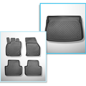 Conjunto de alfombrilla para maletero y alfombrillas para el interior del coche TPE para: Volkswagen Golf VII Monovolumen (05.2014-12.2020) - para las partes inferior y superior del maletero