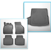 Conjunto de alfombrilla para maletero y alfombrillas para el interior del coche TPE para: Volkswagen Arteon Fastback, Shooting Brake (06.2017-....) - con kit de reparación, sin rueda de repuesto; compartimento derecho desmontable