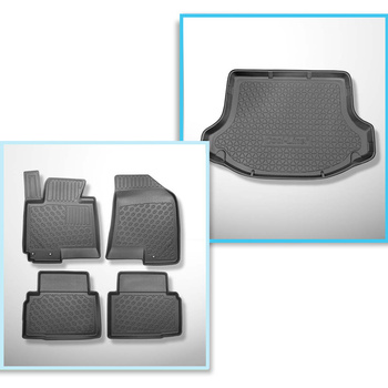 Conjunto de alfombrilla para maletero y alfombrillas para el interior del coche TPE PREMIUM para: Kia Sportage III SUV (08.2010-12.2015)