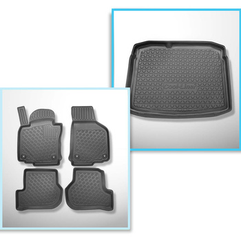 Conjunto de alfombrilla para maletero y alfombrillas para el interior del coche TPE PREMIUM para: Volkswagen Golf VI Hatchback (09.2008-09.2012) - con rueda de repuesto provisional o kit de reparación
