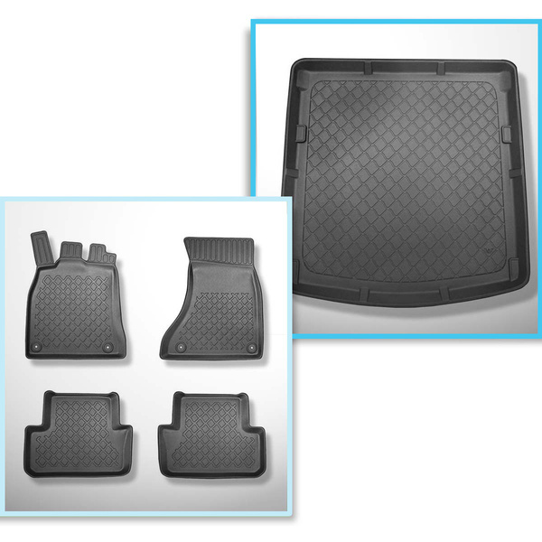 Conjunto de alfombrilla para maletero y alfombrillas para el interior del coche TPE para: Audi A4 B8 Sedan (01.2008-10.2015) - también versión Quattro
