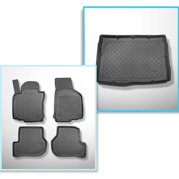 Conjunto de alfombrilla para maletero y alfombrillas para el interior del coche TPE para: Volkswagen Golf V Hatchback (10.2003-2008) - con rueda de repuesto completa y/o tracción de 4 ruedas (4 Motion)