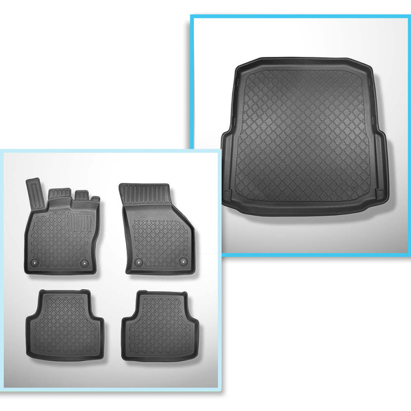 Conjunto de alfombrilla para maletero y alfombrillas para el interior del coche TPE para: Skoda Octavia III 5E Liftback (02.2013-05.2020)