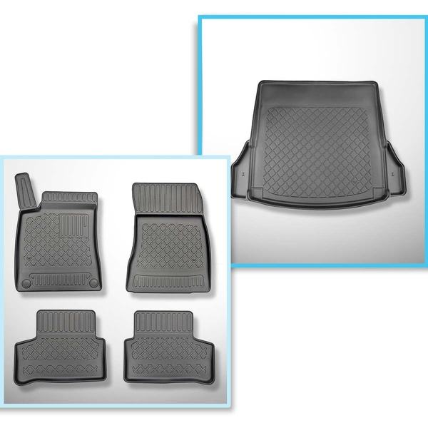 Conjunto de alfombrilla para maletero y alfombrillas para el interior del coche TPE para: Mercedes-Benz CLA C118 Coupé (05.2019-....) - compartimentos desmontables en los modelos con red lateral; no adecuado para versión Plug-in híbrida
