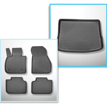 Conjunto de alfombrilla para maletero y alfombrillas para el interior del coche TPE PREMIUM para: BMW 2 F45 Active Tourer (09.2014-10.2021) - asiento trasero corredizo (atrás - adelante)