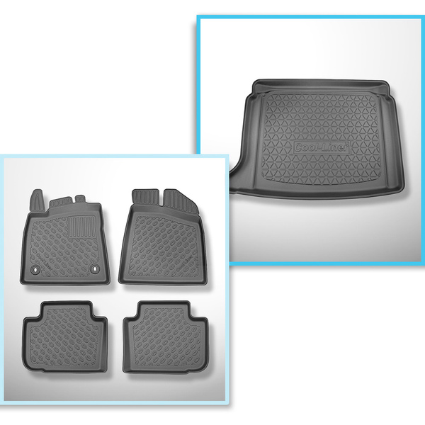 Conjunto de alfombrilla para maletero y alfombrillas para el interior del coche TPE para: MG 4 Hatchback (09.2022-....) - maletero inferior; sin base móvil del depósito