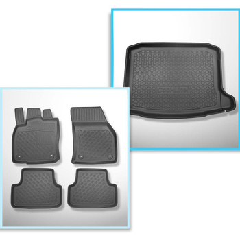 Conjunto de alfombrilla para maletero y alfombrillas para el interior del coche TPE PREMIUM para: Seat Ateca SUV (09.2016-....) - parte inferior del maletero; modelos sin base móvil en el maletero