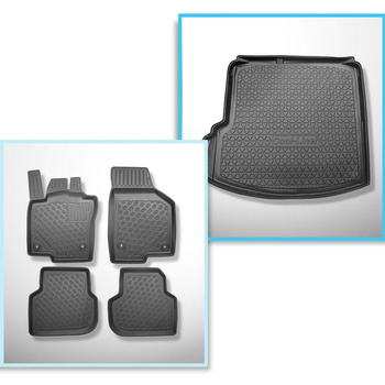 Conjunto de alfombrilla para maletero y alfombrillas para el interior del coche TPE PREMIUM para: Volkswagen Jetta NCS Berlina (01.2011-01.2018) - sin compartimento derecho