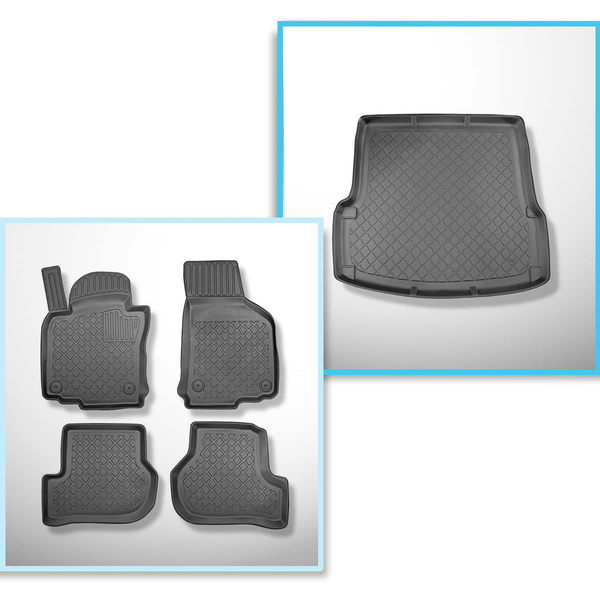 Conjunto de alfombrilla para maletero y alfombrillas para el interior del coche TPE para: Skoda Octavia II 1Z Liftback (03.2004-01.2013)