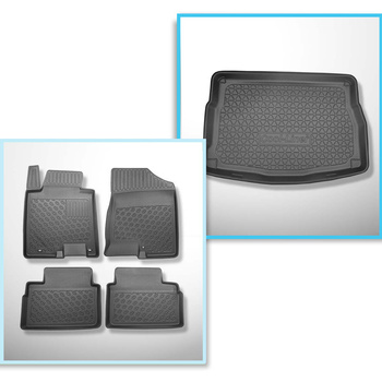 Conjunto de alfombrilla para maletero y alfombrillas para el interior del coche TPE PREMIUM para: Hyundai i30 II Hatchback (02.2012-01.2017) - parte superior del maletero (con guantera)