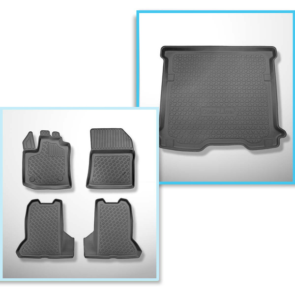 Conjunto de alfombrilla para maletero y alfombrillas para el interior del coche TPE PREMIUM para: Dacia Dokker Furgonetaeta (11.2012-09.2021) - 5 plazas
